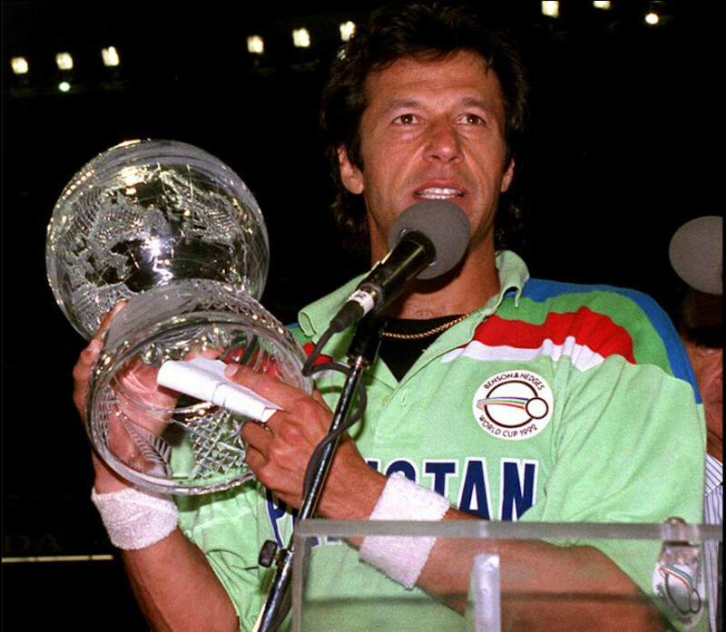 Imran Khan lifting 1992 Cricket World Cup Trophy